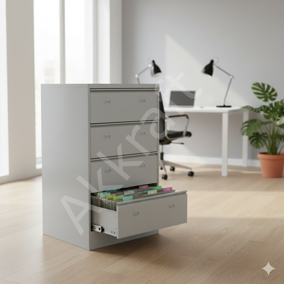 4 Çekmeceli 8 Gözlü Çelik Dosya Dolabı