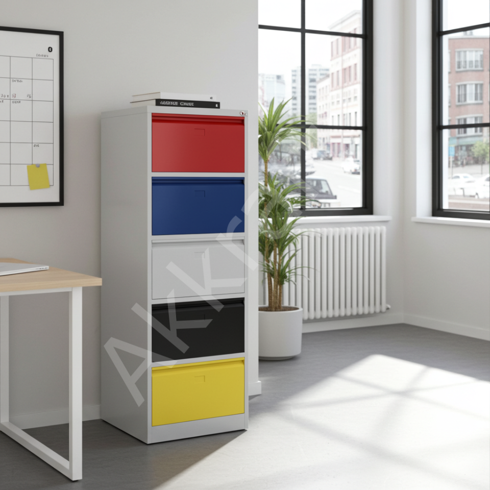 5 Çekmeceli Çelik Dosya Dolabı/TELESKOBİK RAYLI_EN İYİ FİYAT_12 AY TAKSİT